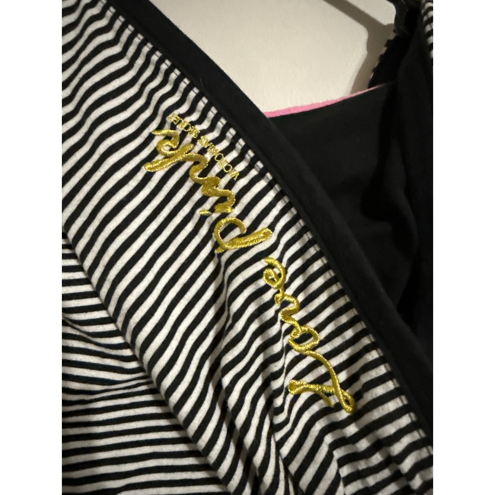 Victorias Secret PINK Striped Hooded Top Black White V-Neck Empire Waist Small - Picture 7 of 7